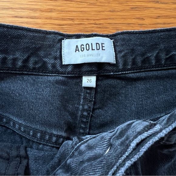 AGOLDE 90’S HIGH WAISTED LOOSE WASHED BLACK JEANS - Picture 2 of 7
